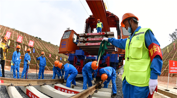 Tracks for China-Laos railway being laid