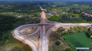 China-Laos expressway under construction in Vientiane, Laos