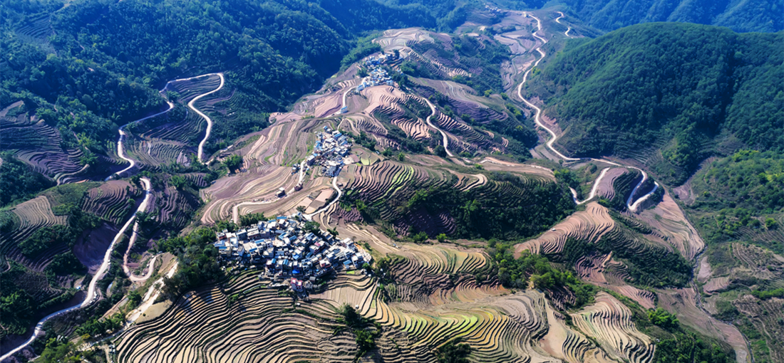 Sceneries of rice terraced fields in SE Yunnan 