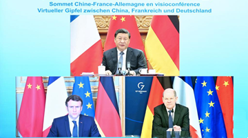 Xi holds virtual summit with leaders of France, Germany