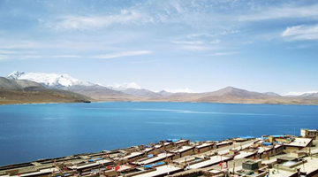 Scenery of Tuiwa Village by Puma Yumco Lake in Tibet