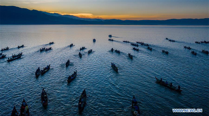 Fishing ban ends on Xingyun Lake in SW China's Yunnan