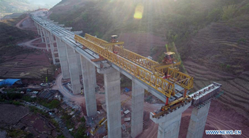 Expressway bridge under construction in Jingdong, Yunnan