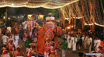 Buddhist procession held at Kotte Rajamaha Viharaya in Colombo, Sri Lanka 