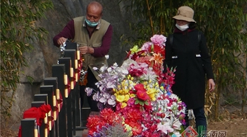 People visit ancestral tombs before Qingming Festival