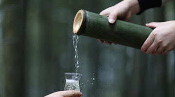 Bamboo liquor made by Miao girl in Guizhou